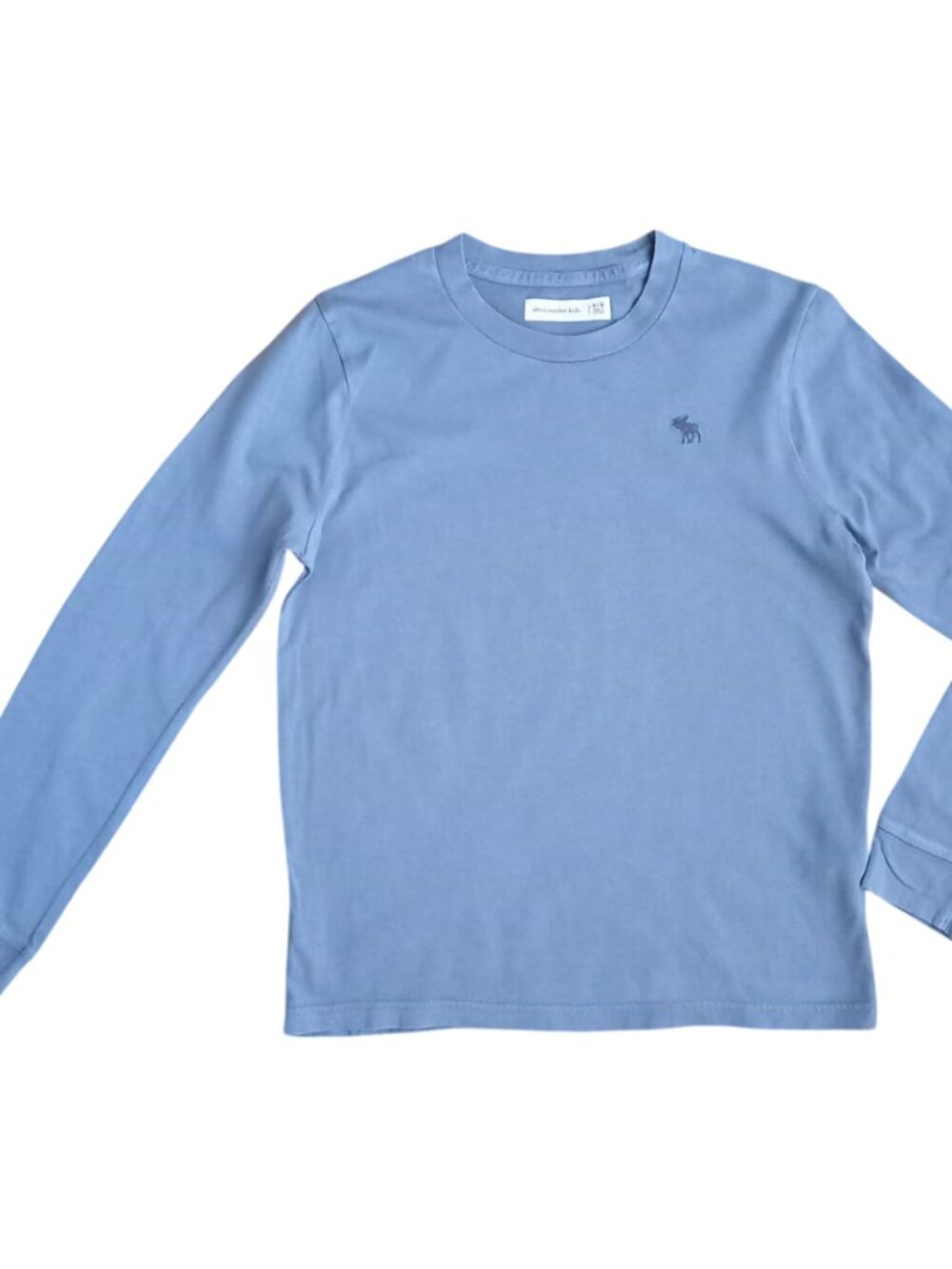 Abercrombie Kids Blue Long Sleeve Tee - Classic Moose Logo, Size 9/10 (Medium)